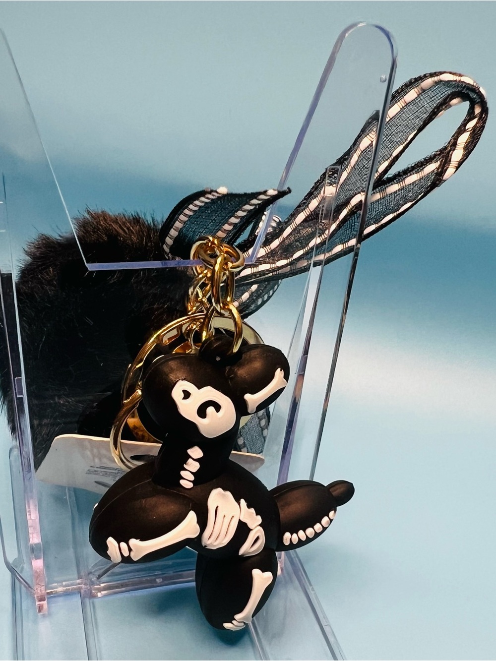 Princess Accessories Halloween Skeleton Balloon Dog Pom Pom Keychain NWT - Picture 4 of 4